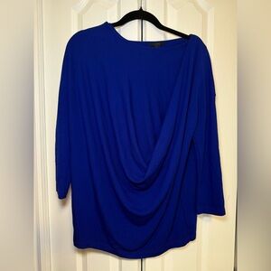 COS - Royal Blue Casual Long Sleeve Lightweight Sweater Draped Top in Size S